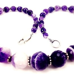 CHEVRON AMETHYST & STERLING NECKLACE ARTISAN ARTSY